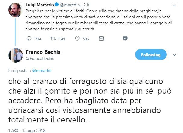 Dramma Di Genova Il Deputato Del Pd Luigi Marattin Perde La Testa Su