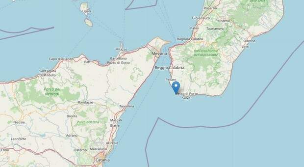 Terremoto nello Stretto di Messina nella notte: magnitudo 3.0, epicentro al largo di Melito