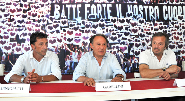Il ds Massimiliano Menegatti, il presidente Claudio Gabellini e il tecnico Giovanni Cusatis