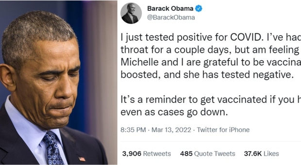 Obama positivo al Covid: «Ho solo mal di gola, grato di essermi vaccinato»