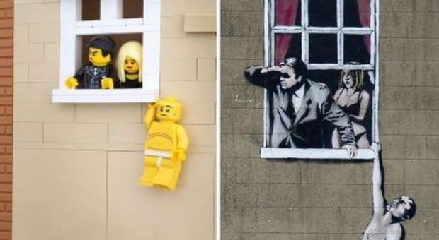 Le opere di Banksy riprodotte con i Lego, ​le foto spopolano sui social