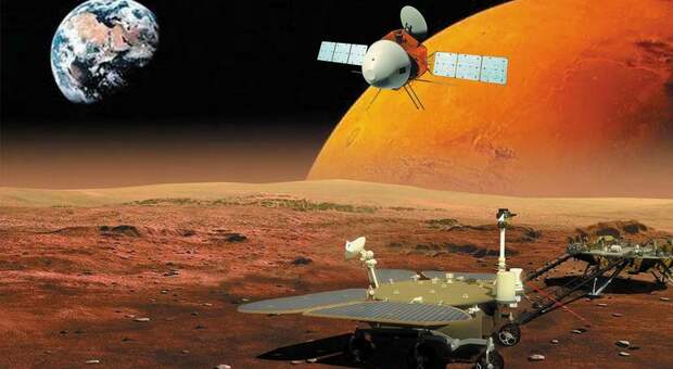 Un renderig artistico della sonda cinese su Marte