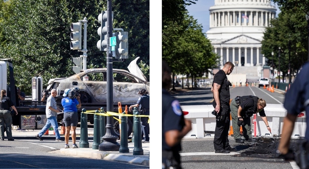 Washington, uomo si schianta con l'auto contro la cancellata di Capitol Hill. Spara all'impazzata e poi si suicida FOTO