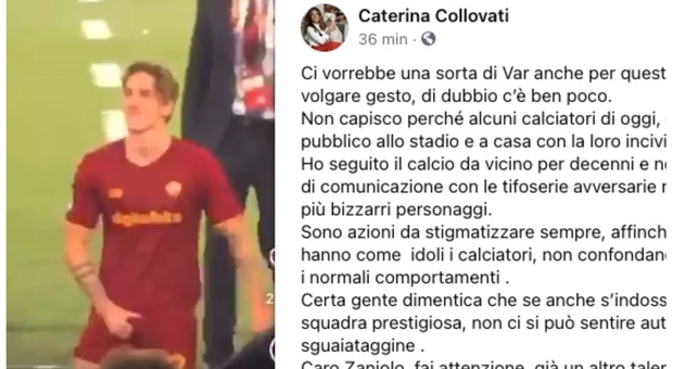 Zaniolo e il gestaccio dopo il derby, Caterina Collovati: «Volgare, stia attento a non fare la fine di Balotelli»