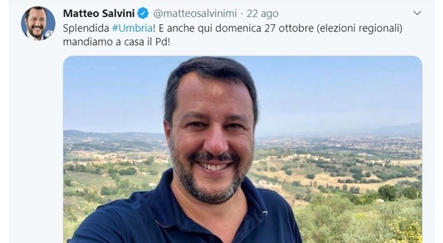 Il tweet di Matteo Salvini da Montefalco