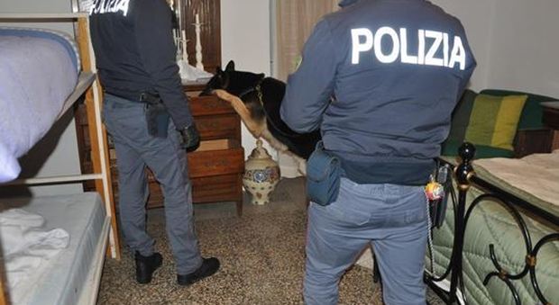 Polizia in azione con i cani antidroga in una residenza del ristoratore arrestato con l'accusa di spaccio
