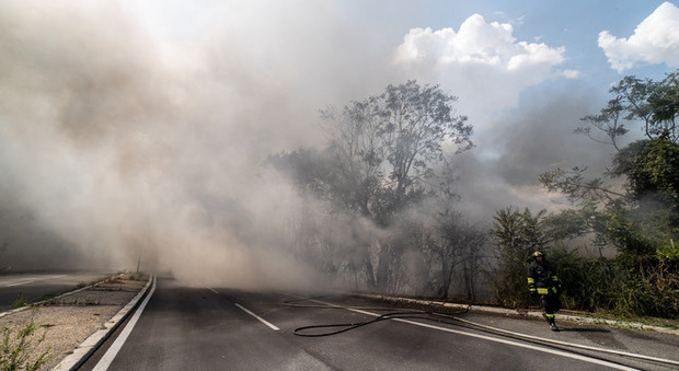 Roma, incendio sull'Olimpica. «Aria irrespirabile», 40 evacuati dal campo nomadi Roma, incendio sull'Olimpica. «Aria irrespirabile», 40 evacuati dal campo nomadi
