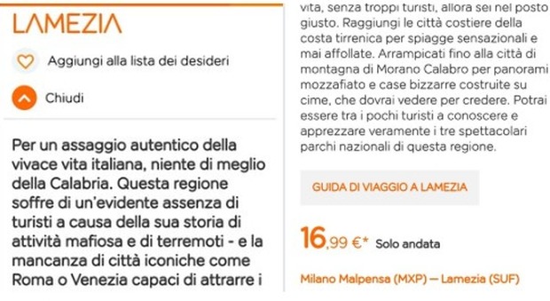 EasyJet, l'assurdo spot sulla Calabria: «Terra di mafia senza turisti». E' bufera. «Avviata indagine interna»