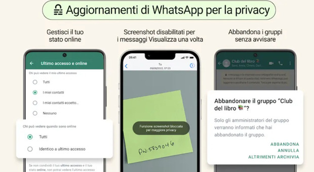 Whatsapp, tre nuove funzioni per la privacy: le novità per restare invisibili e impedire screenshot