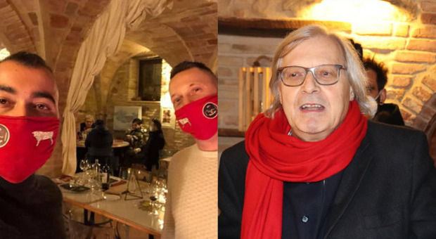 #Ioapro, Vittorio Sgarbi a cena dal ristoratore ribelle: «Propongo carriera in Parlamento». Il locale chiuso per 5 giorni
