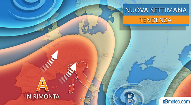 Il grafico di 3bmeteo.com illustra la tendenza meteo della prossima settimana, con l'anticiclone che porterà sole e caldo