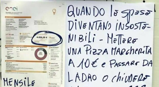 La bolletta è da 4mila euro (triplicata): «Metto la pizza a 10 euro o chiudo?». Poi spiega tutto