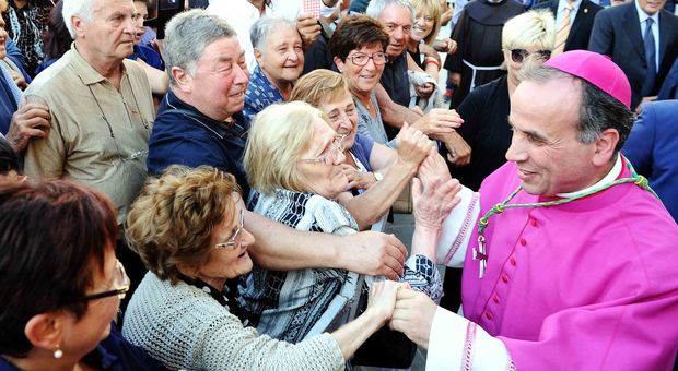 Monsignor Domenica Pompili il girono del suo arrivo a Rieti: era il 5 settembre 2015
