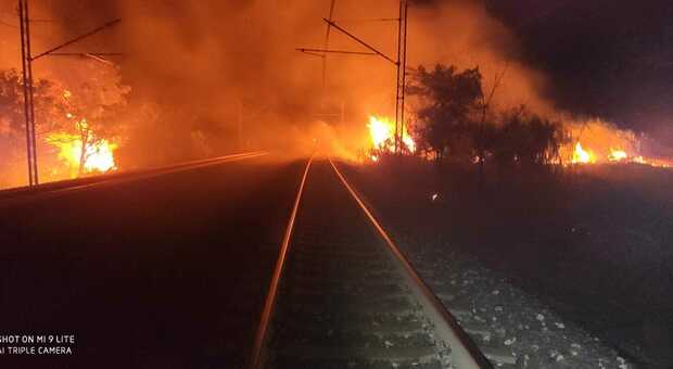 L'Abruzzo brucia: traffico interrotto sulla A14, fiamme sui binari L'Abruzzo brucia: traffico interrotto sulla A14, fiamme sui binari