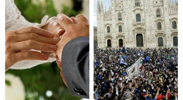 Matrimoni ed eventi ancora vietati, intanto a piazza Duomo si festeggia l'Inter: «Quello non è assembramento?». La polemica social