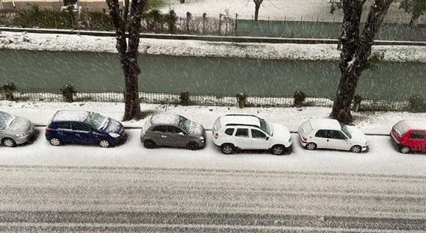 Udine, nevicata violenta e improvvisa: città imbiancate, danni a campi e auto