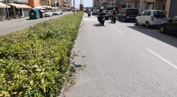 Il tratto di Viale Mediterraneo dove è accaduto l'incidente mortale costato la vita al sedicenne Alessandro Spanio