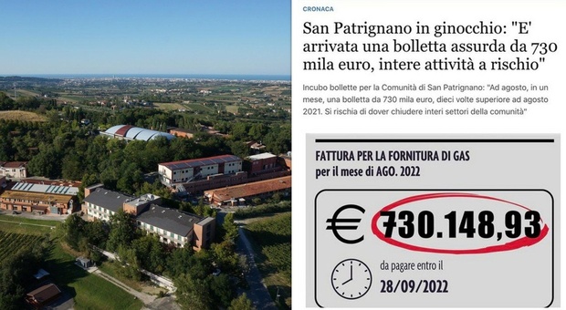 Caro bollette, San Patrignano rischia la chiusura: «Ad agosto 730mila euro di gas»
