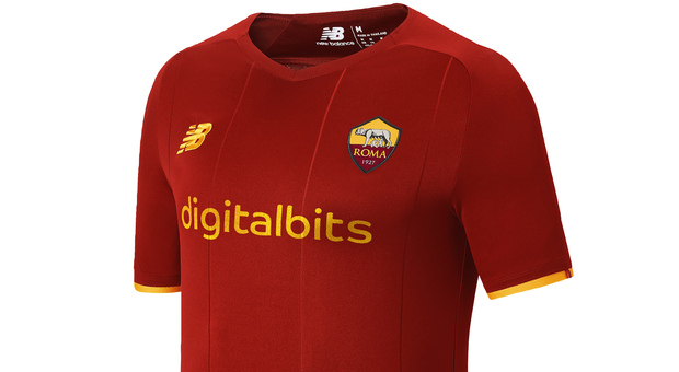 Roma, ecco la nuova maglia New Balance per la stagione 2021-22. Lo sponsor è Digitalbits