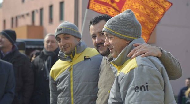 Matteo Salvini con Graziano Stacchio e il figlio