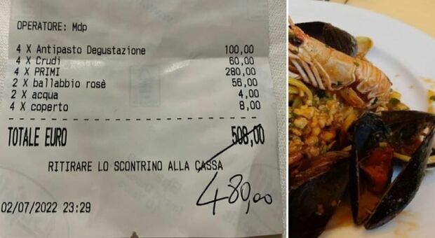 La cena di pesce per quattro persone e il maxi-conto da 508 euro. «Ma è lo Chalet di Briatore?»