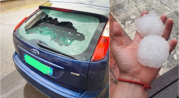 Violenta grandinata a Casamassima, in frantumi i vetri delle auto e il sindaco chiede lo stato di calamità naturale