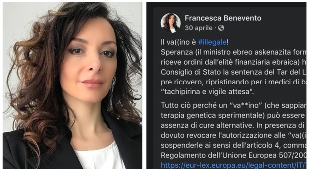 Francesca Benevento, bufera sull'ex grillina no vax. Michetti chiarisce: «Mi dissocio da ciò che scrive»