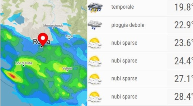 Previsioni meteo Roma oggi 13 agosto: cielo nuvoloso e pioggia, scendono le temperature