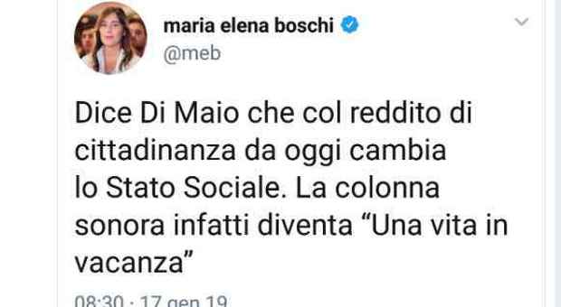 Il tweet di Maria Elena Boschi
