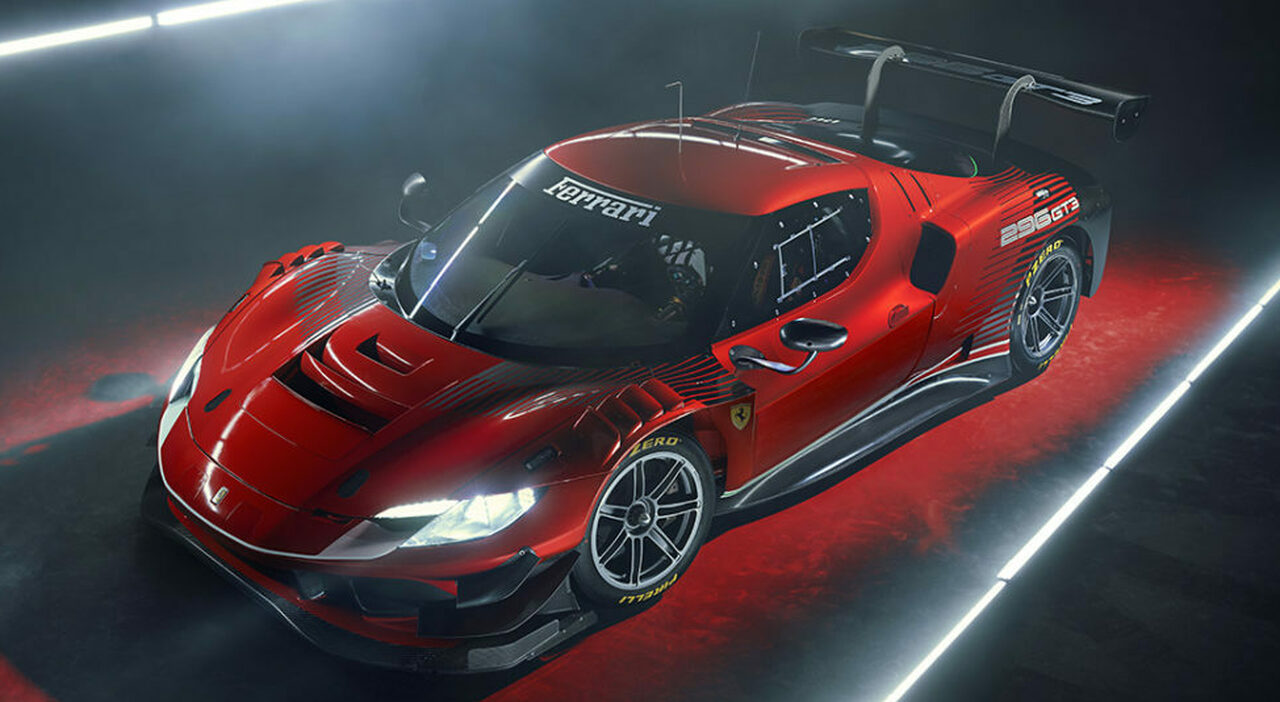 La nuova Ferrari 296 GT3 che farà il suo esordio in pista alla 24h di Daytona 2023