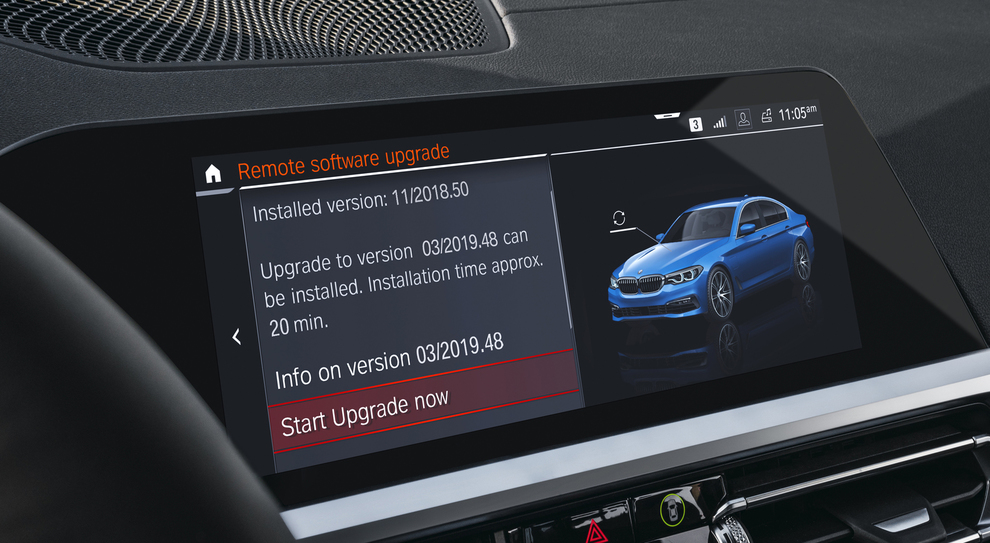 La schermata di aggiornamento di un modello BMW