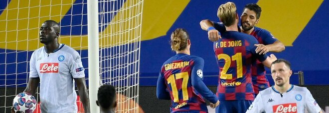 Super Barcellona vince 3-1, Napoli eliminato. Messi show