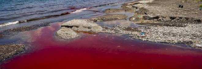 Castellammare, ecco perché il mare del Golfo è diventato color rosso sangue