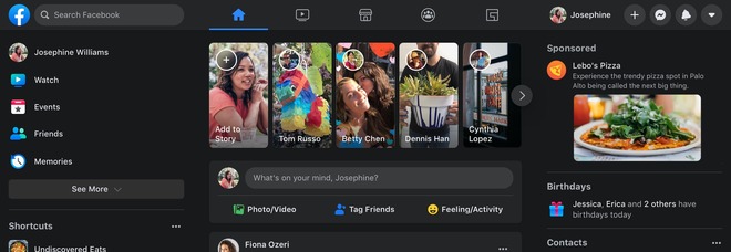 Facebook cambia faccia: presentata la nuova versione con sfondo scuro e caratteri più grandi