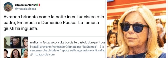 Rita Dalla Chiesa, permessi ai mafiosi ergastolani: «Avranno brindato come quando uccisero mio padre»