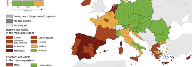 Variante Delta, la mappa del contagio in Europa (Ecdc): Sicilia e Sardegna passano in rosso