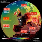 Caldo record in Italia (e in Europa), picchi oltre i 40°: oggi e domani bollino rosso in nove città