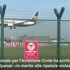 Ryanair, Enac minaccia sospensione voli