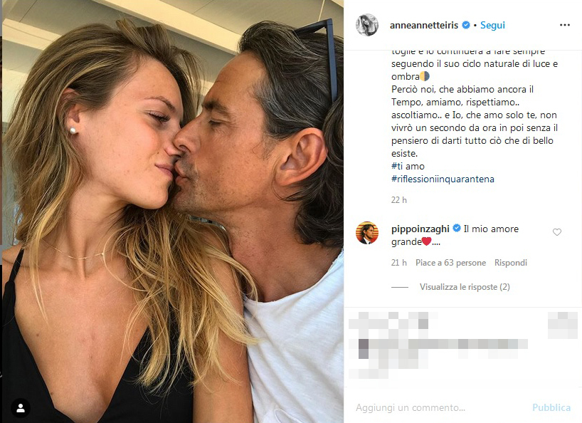 pippo inzaghi e la fidanzata angela robusti bacio social non ti darò